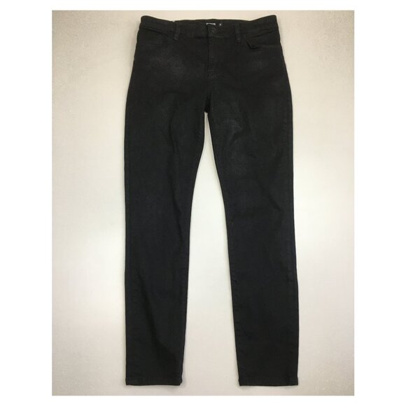 HUDSON Black Glittery Coated NATALIE Super Skinny 5 Pocket Logo Hardware Jeans - Picture 1 of 11